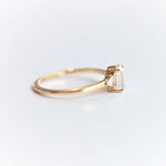 Alexis | 14K Emerald Cut Moissanite & Triangle Moissanite Ring - Emi Conner Jewelry 