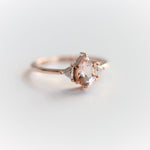 Alexis | Pear Morganite & Triangle Moissanite Ring - Emi Conner Jewelry 