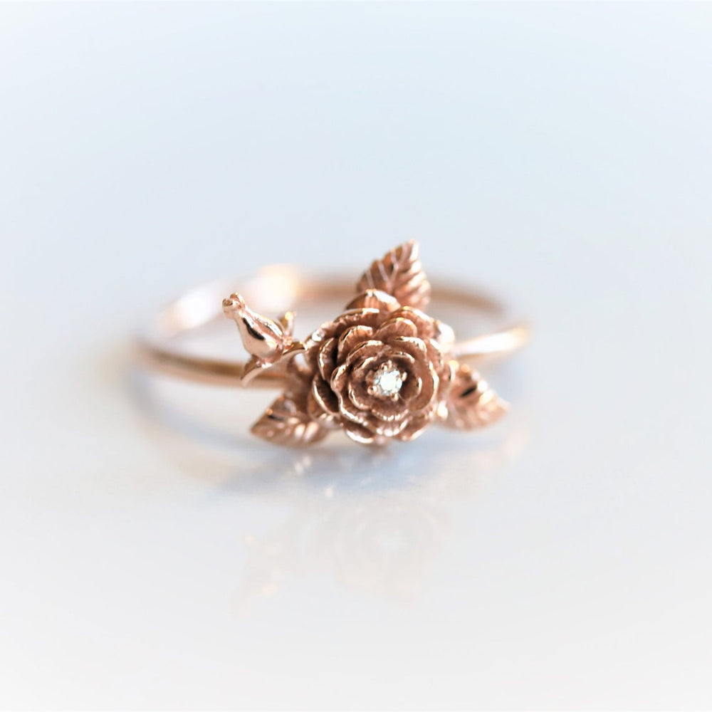 ROSE Ring | 14K Rose With A Rose Bud Ring - Emi Conner Jewelry 