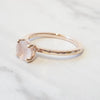 ALVA l 0.7 ct Round Rose Quartz Dainty Solitaire Ring In Hammer Finish - Emi Conner Jewelry 