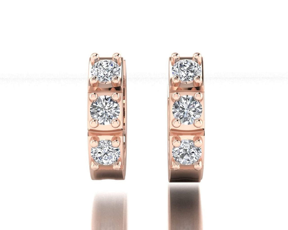14K Huggie 0.4 ct. Diamond Hinged Hoop Earrings - Emi Conner Jewelry 