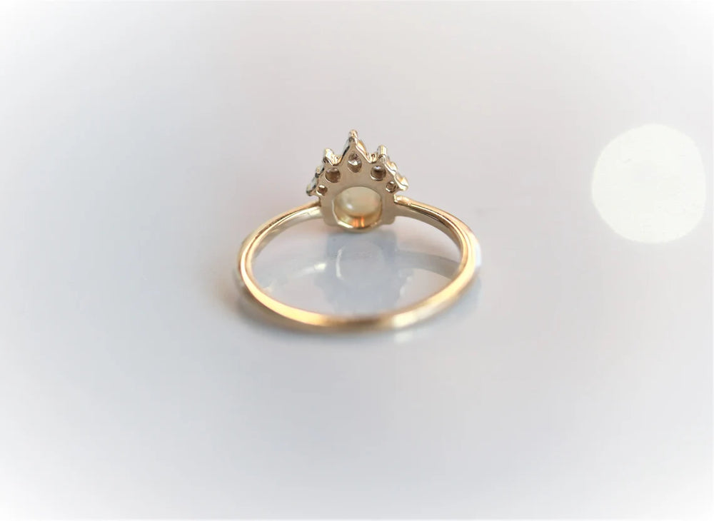 Olivia | 14K Australian Opal & Diamond Accented Promise Ring - Emi Conner Jewelry 