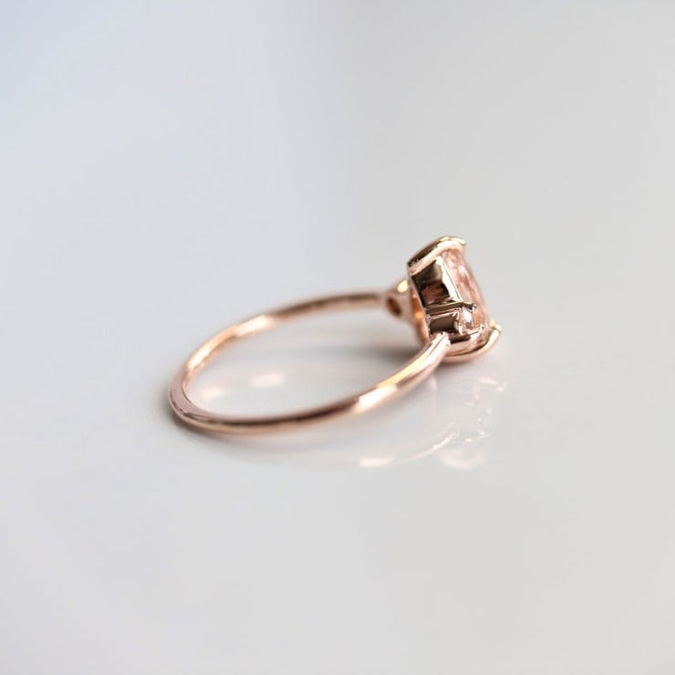 EVA | 3-Stone Pear Morganite and Diamond Ring - Emi Conner Jewelry 