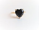 ALVA | 14K Heart Black Onyx Solitaire Ring - Emi Conner Jewelry 