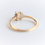 Alexis | 14K Emerald Cut Moissanite & Triangle Moissanite Ring - Emi Conner Jewelry 