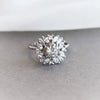 Andelina | 14K Gray Moissanite & Diamond Fancy Halo Ring - Emi Conner Jewelry 