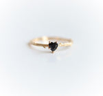 Acacia | 4 mm Heart Black Onyx Twig Engagement Ring - Emi Conner Jewelry 