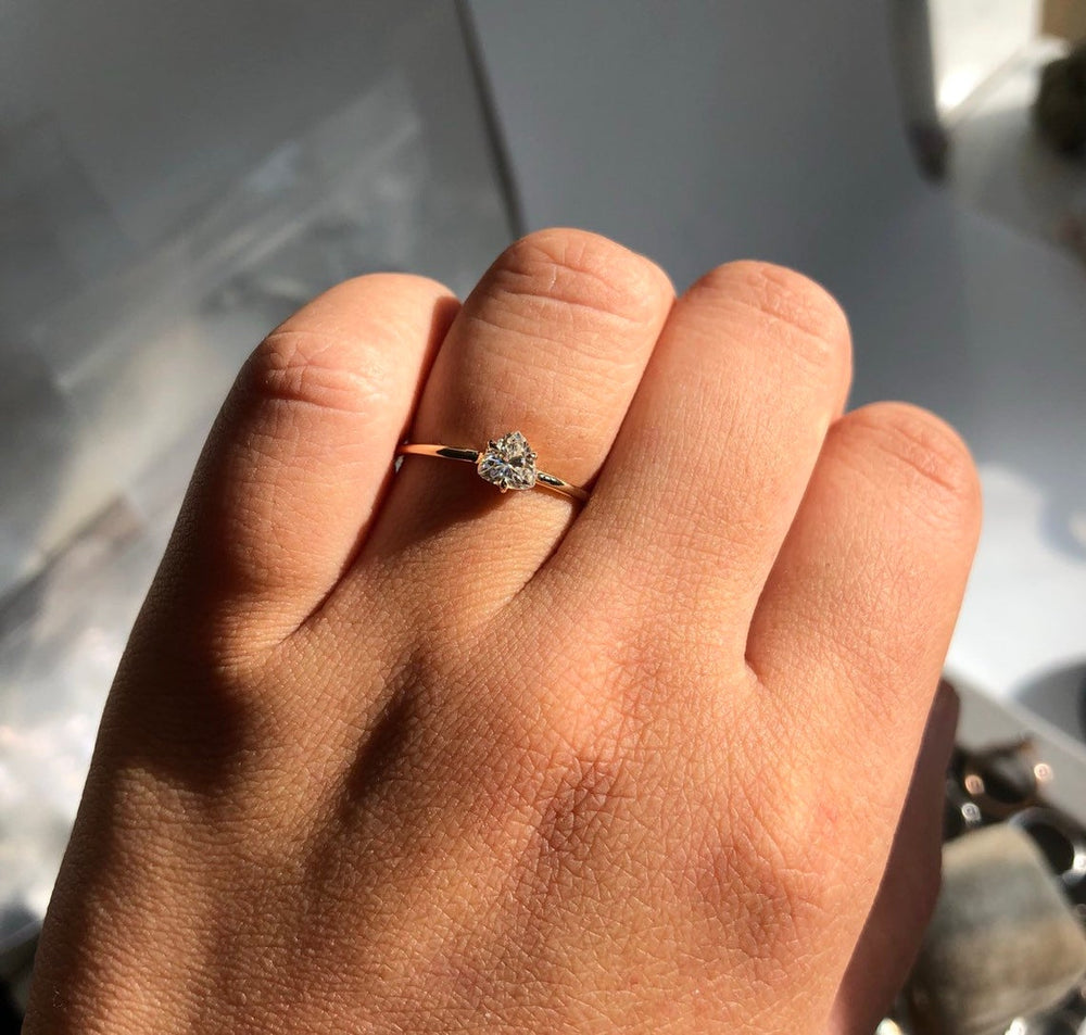 Trinity | 14K Trillion Moissanite Solitaire Ring - Emi Conner Jewelry 