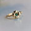 14K Four Leaf Clover Emerald and Diamond Stacking Ring - Emi Conner Jewelry 