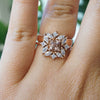 Jasmine No.1 | 14K Morganite & Diamond Fancy Halo Ring - Emi Conner Jewelry 