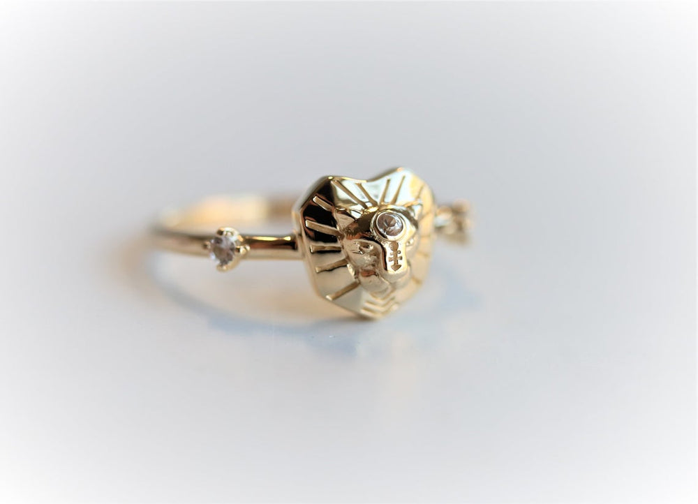 Leo Ring | 14K Leo Ring With White Sapphire - Emi Conner Jewelry 