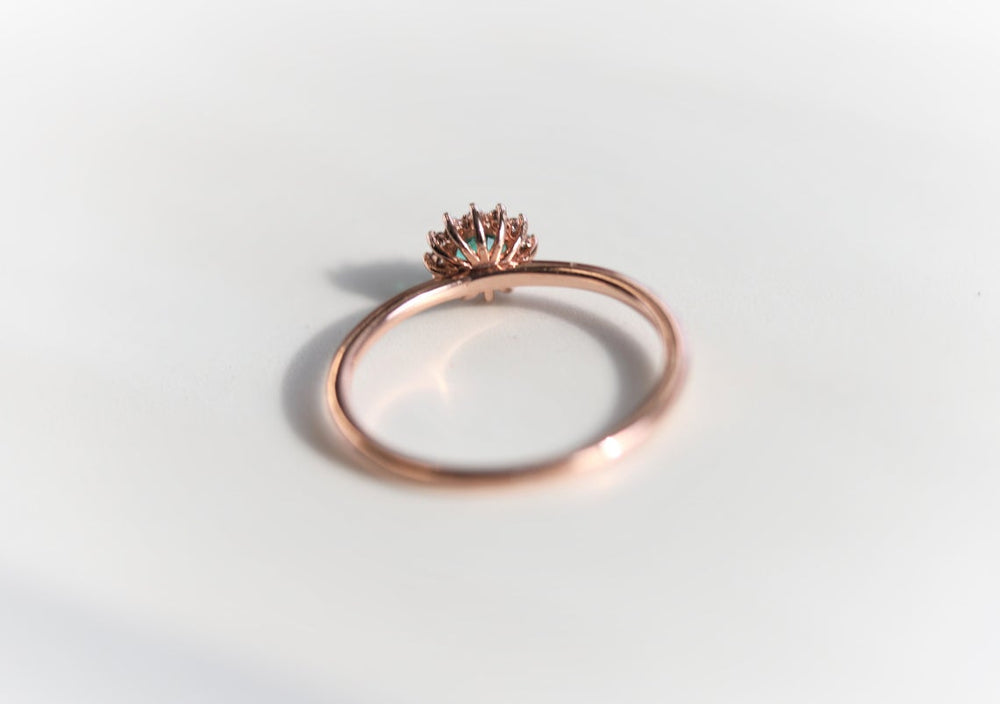 Annabell | 14K Australian Opal & Diamond Petite Halo Ring - Emi Conner Jewelry 
