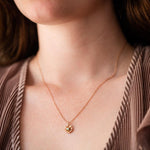 Peony No.2 | 14K Gold White Sapphire & Peony Necklace - Emi Conner Jewelry 