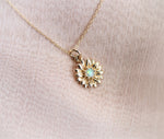 14K Sunflower Australian Opal Necklace - Emi Conner Jewelry 