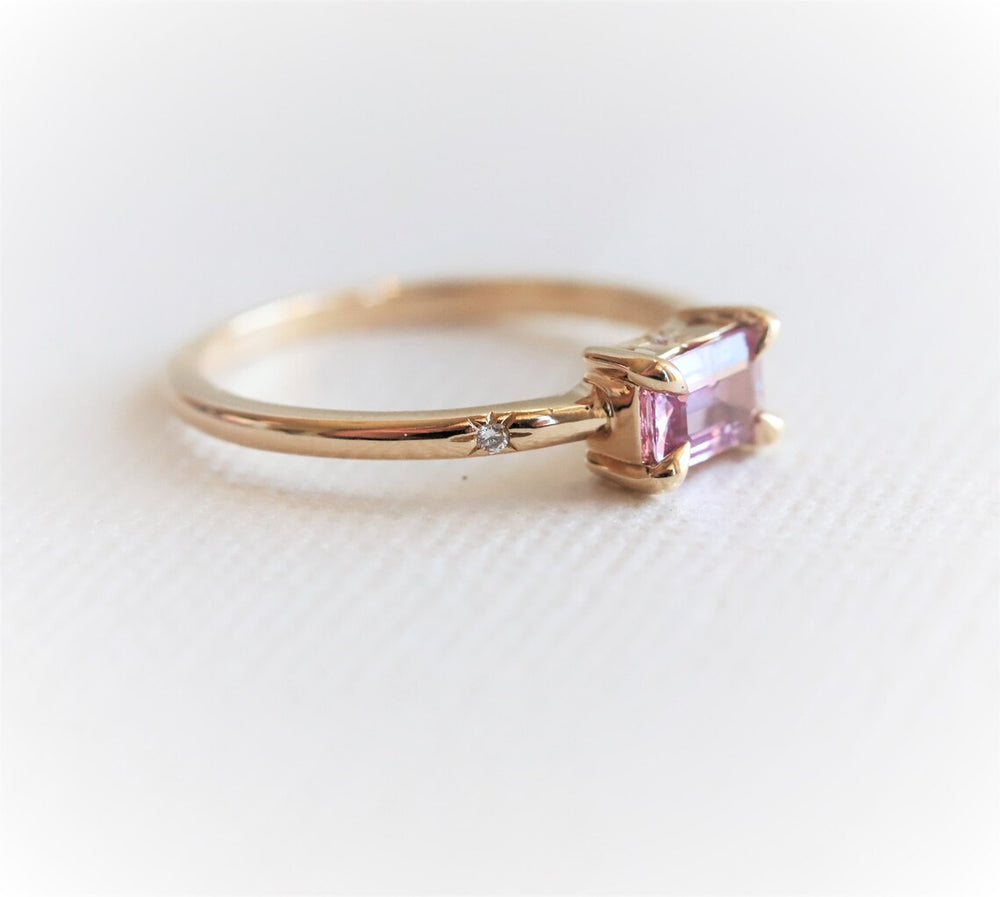 Stella | 14K Emerald Cut Birthstone & Diamond Hidden Star Ring - Emi Conner Jewelry 