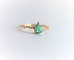Chelsea - 14K Pear Zambian Emerald & Diamond Accent Ring - Emi Conner Jewelry 