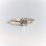 Alexis | 18K Emerald Cut Diamond & Triangle Diamond Ring - Emi Conner Jewelry 