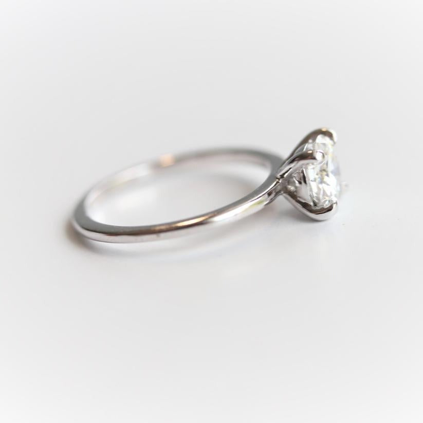 ALVA | 0.7 ct. Round 4-Prong Colorless Moissanite Solitaire in Smooth Shiny Finish - Emi Conner Jewelry 