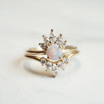 Everett | Round Australian Opal & Diamond Accented Crown Ring
