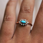 Daniella |  14K Turquoise & Diamond Petite Halo Ring - Emi Conner Jewelry 
