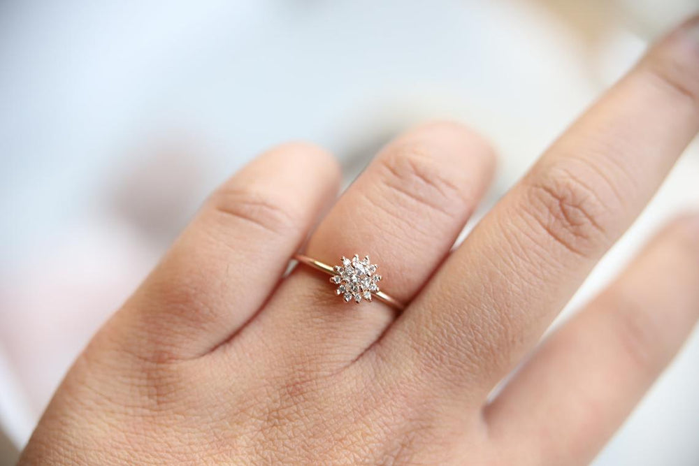 Annabelle | GIA CERTIFIED 0.2 ct. Diamond 14k Gold Halo Ring - Emi Conner Jewelry 