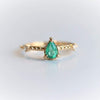 Chelsea - 14K Pear Zambian Emerald & Diamond Accent Ring - Emi Conner Jewelry 