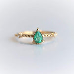 Chelsea - 14K Pear Zambian Emerald & Diamond Accent Ring - Emi Conner Jewelry 
