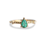Chelsea - 14K Pear Zambian Emerald & Diamond Accent Ring