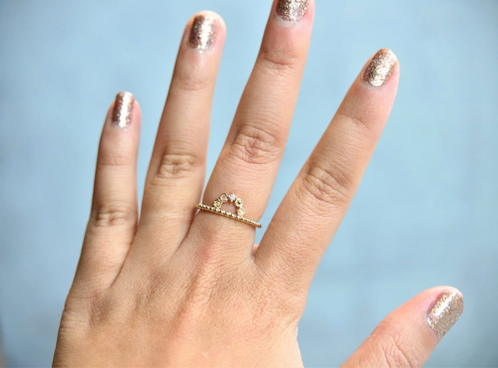 Rosette | 14K Rose Arch and Diamond Ring - Emi Conner Jewelry 