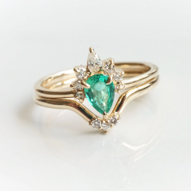 Lily Crown No.1 | 14K Gold & Diamond Contour Band - Emi Conner Jewelry 