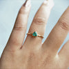Mya | 14K Bezel Set Trillion Zambian Emerald Solitaire Ring - Emi Conner Jewelry 