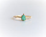 Chelsea - 14K Pear Zambian Emerald & Diamond Accent Ring - Emi Conner Jewelry 
