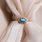 Daniella |  14K Turquoise & Diamond Petite Halo Ring - Emi Conner Jewelry 