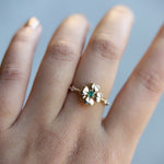 14K Four Leaf Clover Emerald and Diamond Stacking Ring - Emi Conner Jewelry 