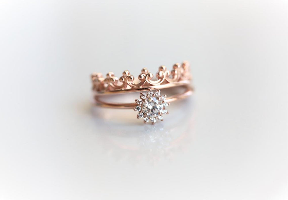 Annabelle | GIA CERTIFIED 0.2 ct. Diamond 14k Gold Halo Ring - Emi Conner Jewelry 