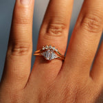 Alexis | 14K Emerald Cut Moissanite & Triangle Moissanite Ring - Emi Conner Jewelry 