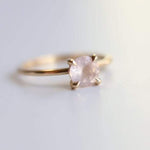 ALVA l 0.7 ct Round Rose Quartz Dainty Solitaire Ring In Smooth and Shiny Finish - Emi Conner Jewelry 