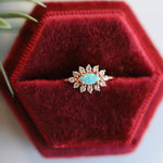 Daniella | 14K Australian Opal & Diamond Petite Halo Ring - Emi Conner Jewelry 