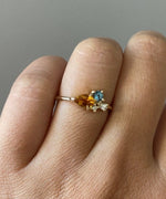 Bella | 14K Citrine, Swiss Blue Topaz and Diamond Mini Cluster ring - Emi Conner Jewelry 