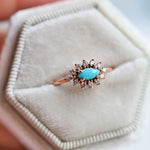 Daniella |  14K Turquoise & Diamond Petite Halo Ring - Emi Conner Jewelry 