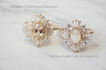 Victoria | 14K Morganite & Diamond Fancy Halo Luxury Ring - Emi Conner Jewelry 
