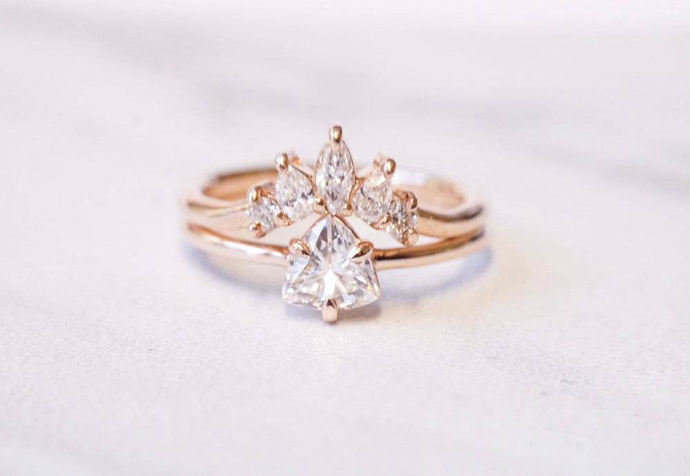 Trinity | 14K Trillion Moissanite Solitaire Ring - Emi Conner Jewelry 