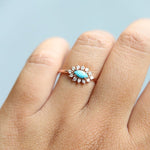 Daniella |  14K Turquoise & Diamond Petite Halo Ring - Emi Conner Jewelry 