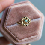 Sunflower | 14K Sunflower Australian Opal Stacking Ring - Emi Conner Jewelry 