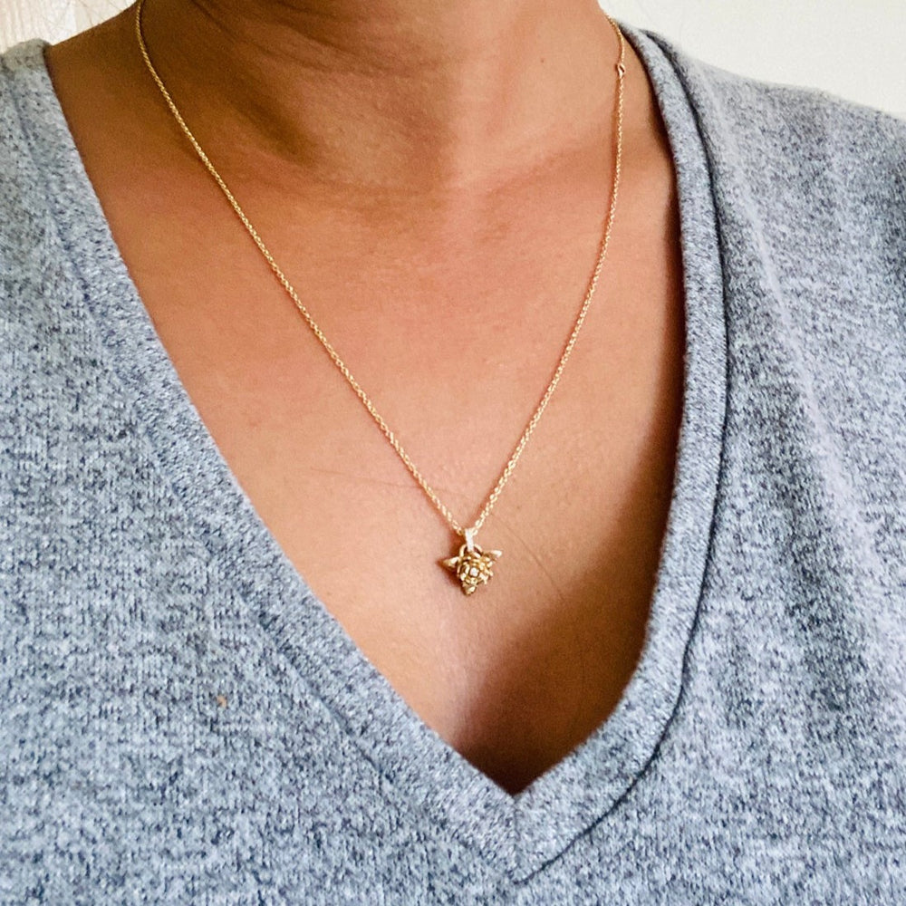 ROSE Necklace No. 1 | 14K Rose With Diamond Necklace - Emi Conner Jewelry 