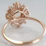 Victoria | 14K Morganite & Diamond Fancy Halo Luxury Ring - Emi Conner Jewelry 