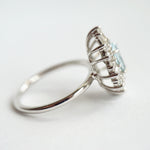 Victoria | 14K Aquamarine & CZ Fancy Halo Ring - Emi Conner Jewelry 