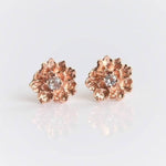 PEONY NO.2 | 14K PEONY with White Sapphire Stud Earrings - Emi Conner Jewelry 