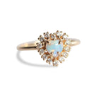 Emma | 14K Heart Australian Opal & Diamond Halo Ring - Emi Conner Jewelry 