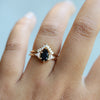 Alexis | Pear Black Onyx & Triangle Moissanite Ring - Emi Conner Jewelry 